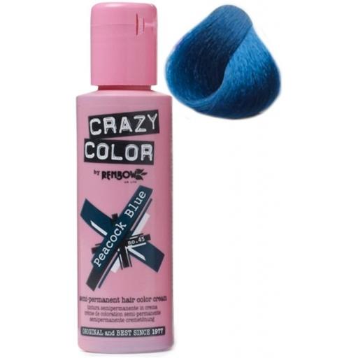 Crazy Color Semi-Permanent Peacock Blue Hair Dye