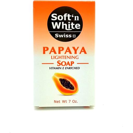 Soft'n White Papaya Lightening Soap Enriched with Vitamin E, 7oz