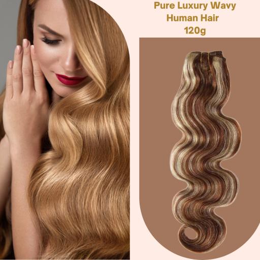 Pure Luxury Remy Weft Wavy Hair Extension - 100% human hair 120g